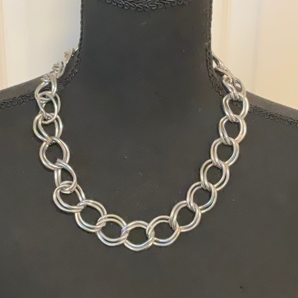 Chunky Silver Tone Chain Necklace - Picture 1 of 5
